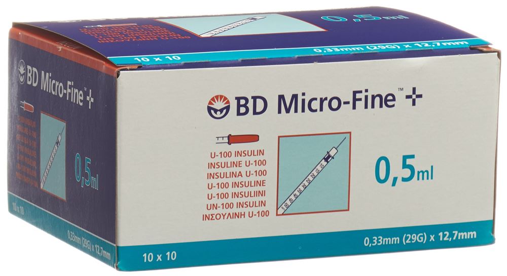 BD MICRO-FINE+ U100 Ins Spr 12.7x0.33 100 x 0.5 ml