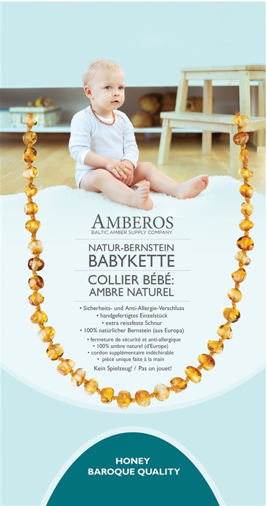 AMBEROS Natur Bernsteinkette Baby Baro Honey