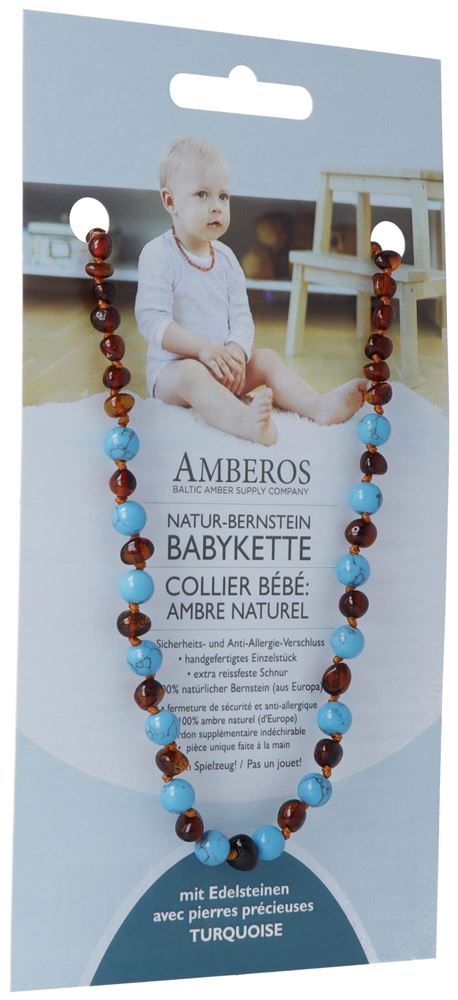 AMBEROS Natur Bernsteinkette Edelst Baro Cog Turqu