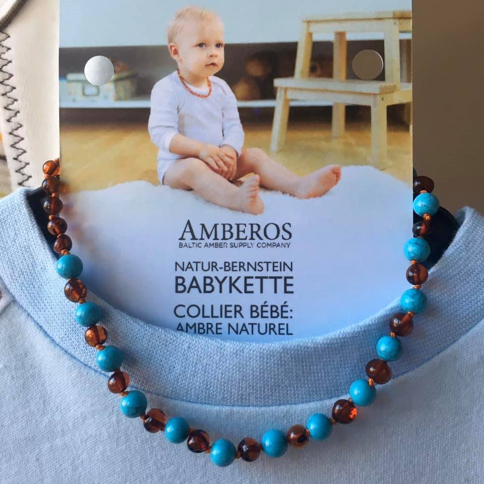 AMBEROS Natur Bernsteinkette Edelst Baro Cog Turqu