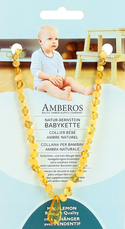 AMBEROS Natur Bernsteinkette Anhäng Baro Milk Lem