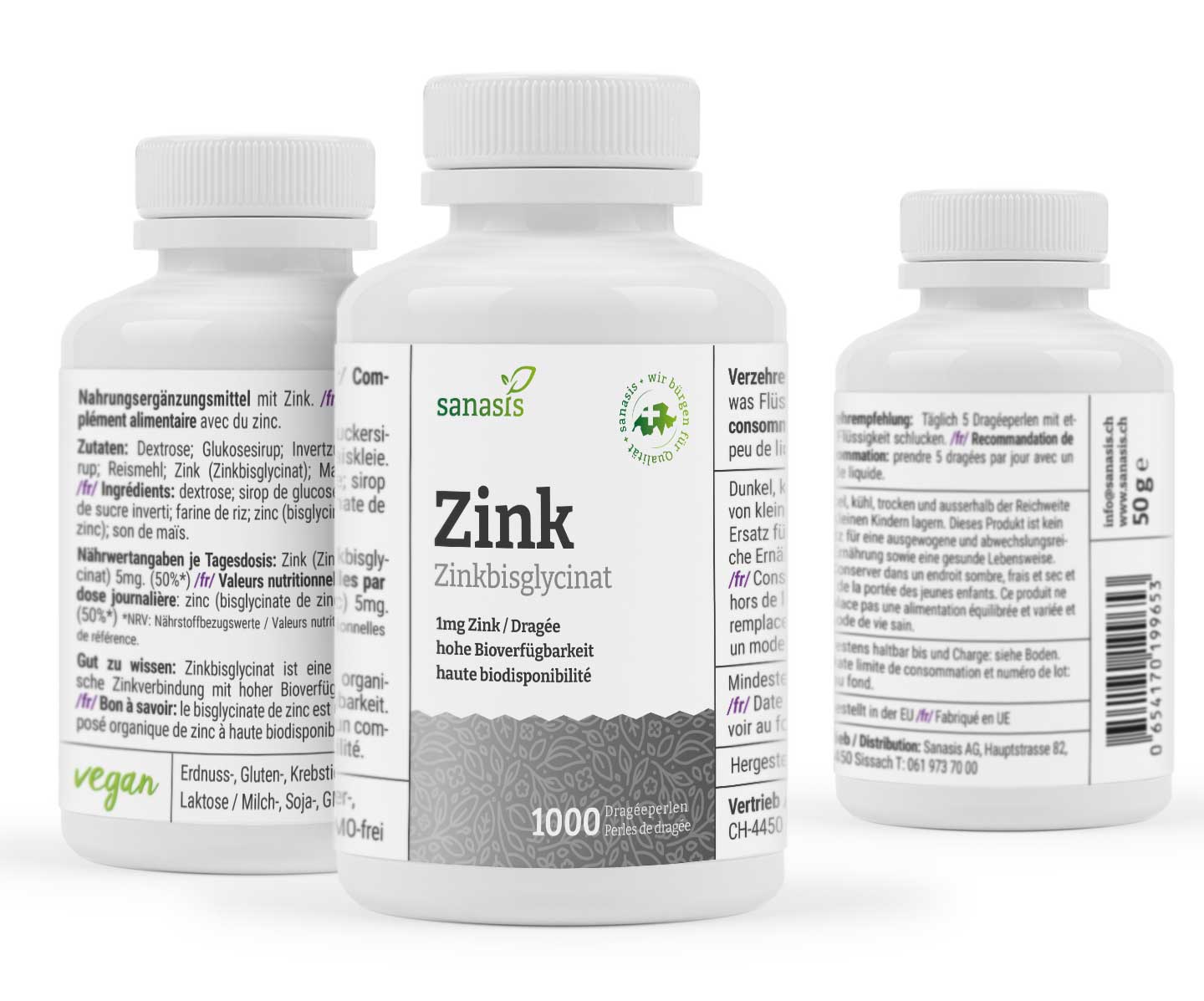 SANASIS Zink Dragéeperlen vegan 1000 Stk