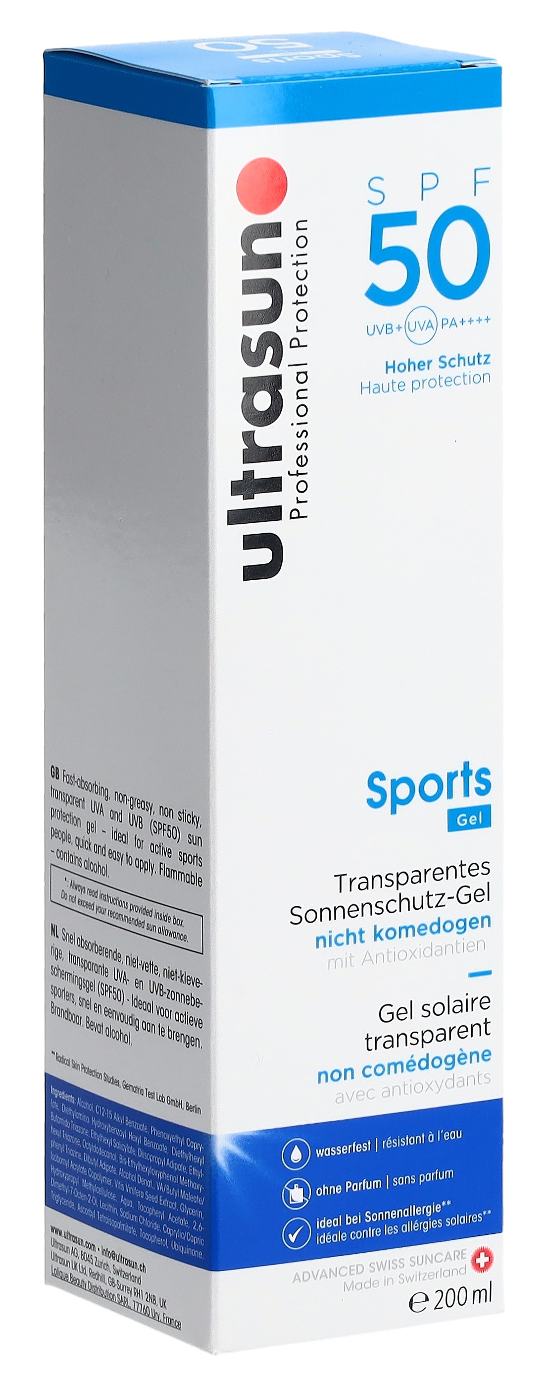 ULTRASUN Sports Gel SPF 50 Fl 200 ml