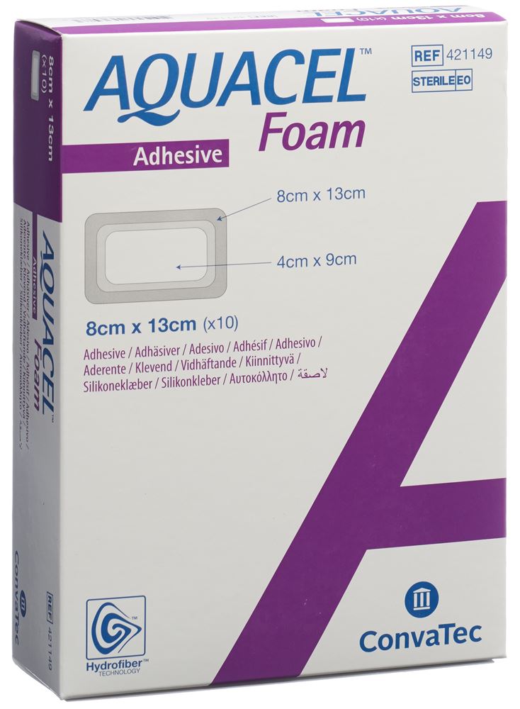 AQUACEL FOAM adhäsiv 8x13cm 10 Stk