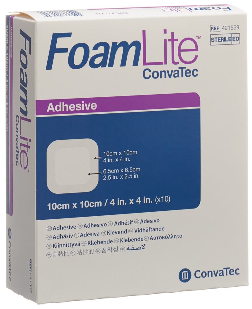 FOAM LITE Convatec Silikon-Schaum 10x10cm 10 Stk