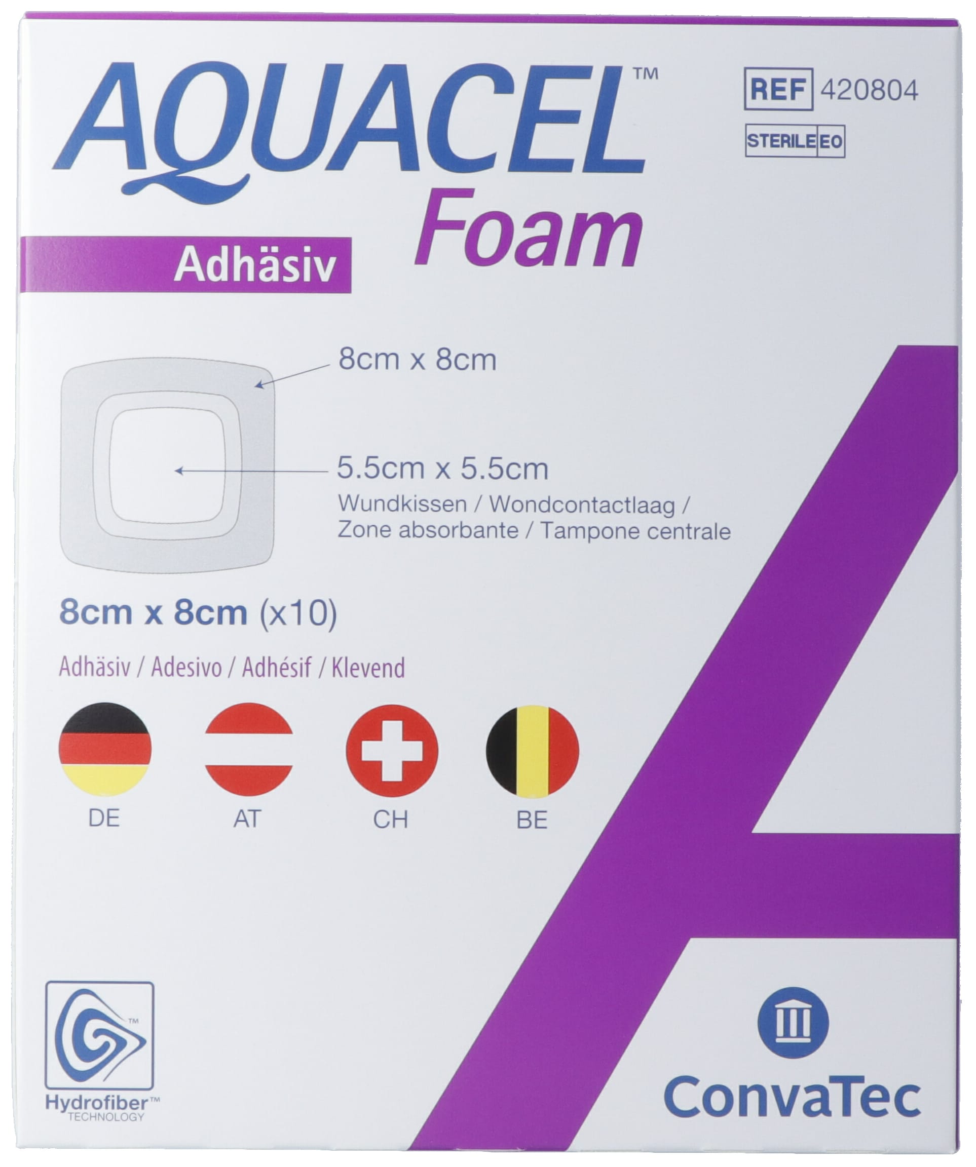 AQUACEL Foam adhäsiv 8x8cm 10 Stk