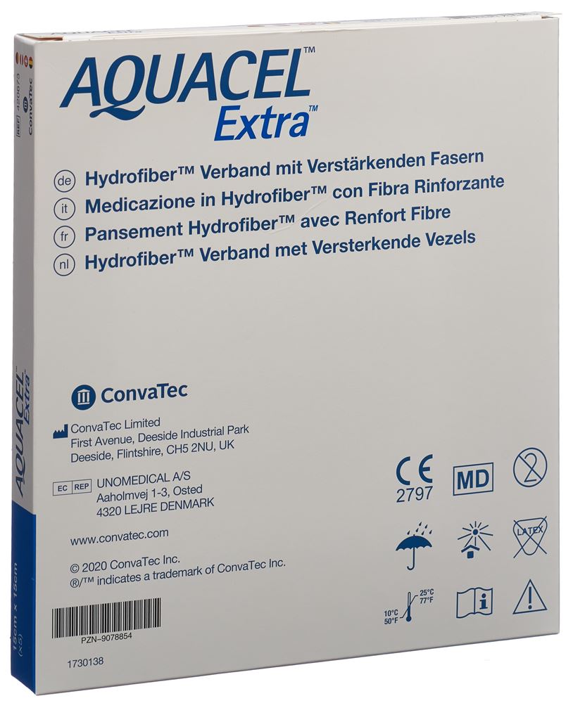 AQUACEL EXTRA Hydrofiber Verband 15x15cm 5 Stk