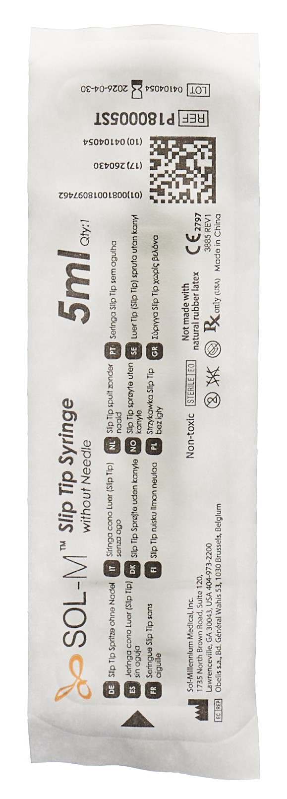 SOL-M Einwegspritze 5ml SlipTip Box 100 Stk