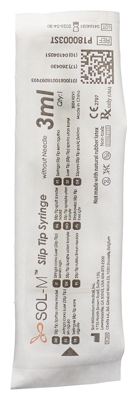 SOL-M Einwegspritze 3ml SlipTip Box 100 Stk
