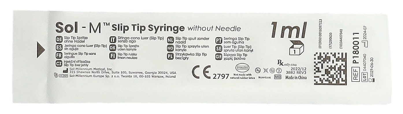 SOL-M Spritze o Nadel 1ml SlipTip 100 Stk