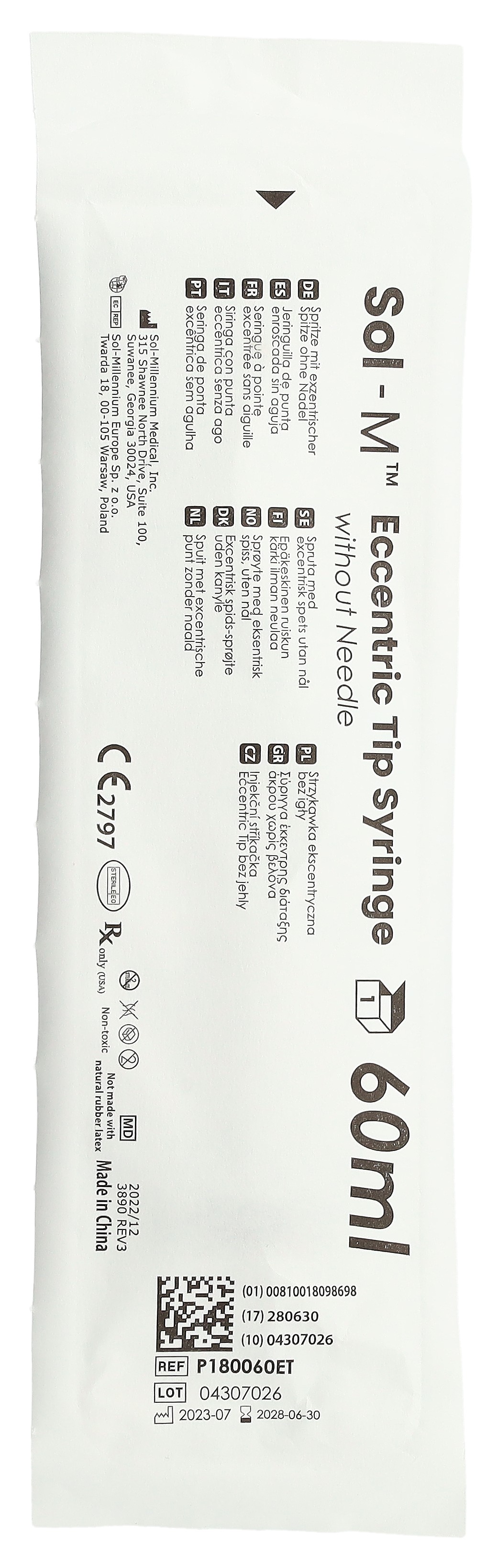 SOL-M Spritze o Nadel 60ml EccentricTip 30 Stk