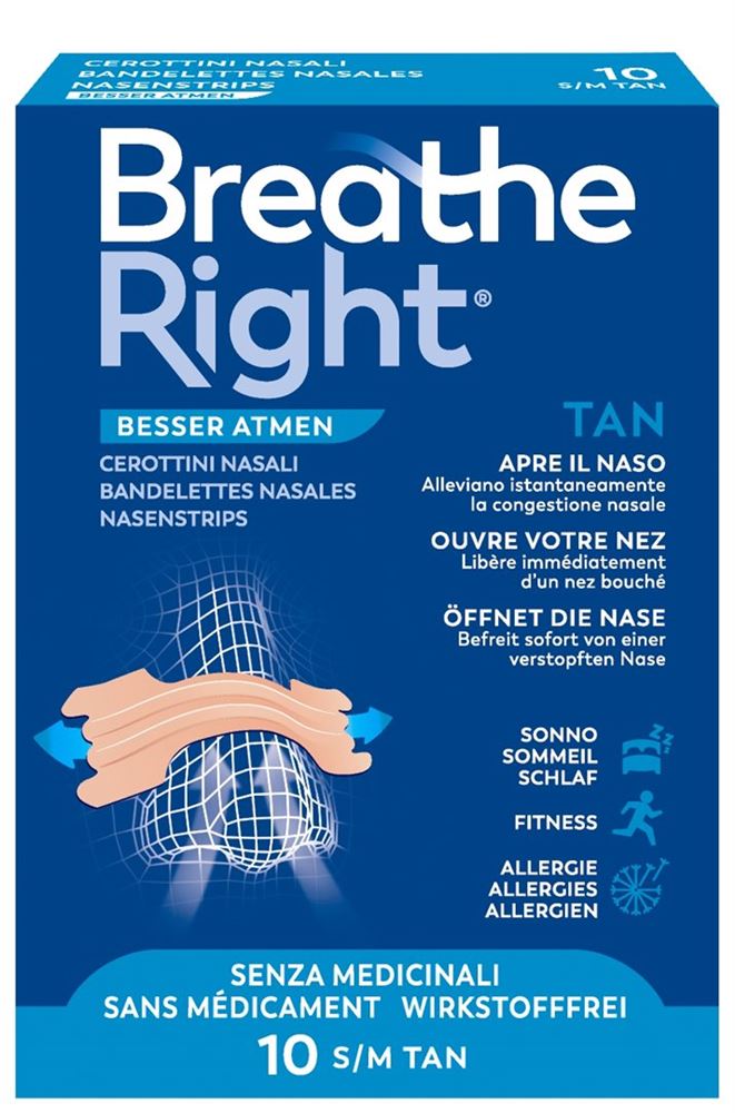 BREATHE RIGHT Nasenpflaster TAN S/M 10 Stk