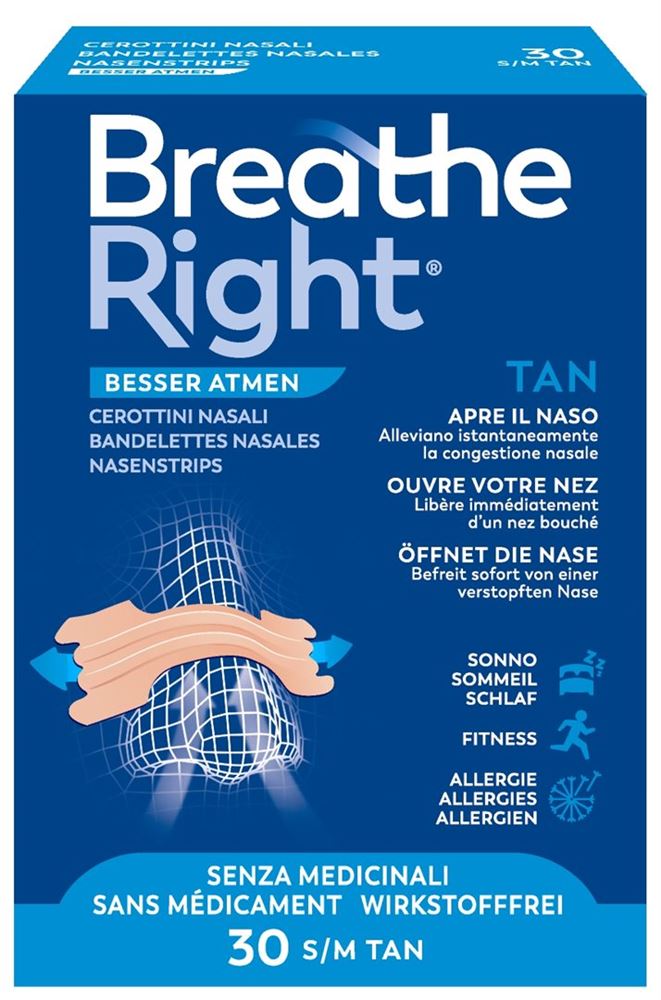 BREATHE RIGHT Nasenpflaster TAN S/M 30 Stk