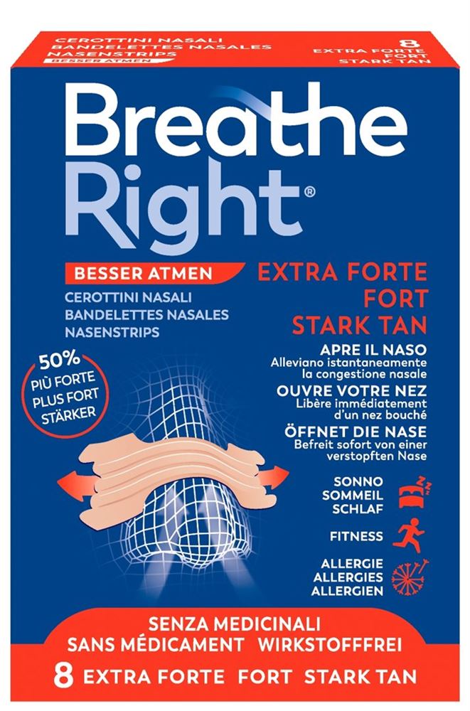 BREATHE RIGHT Nasenpfl EXTRA Stren TAN 8 Stk