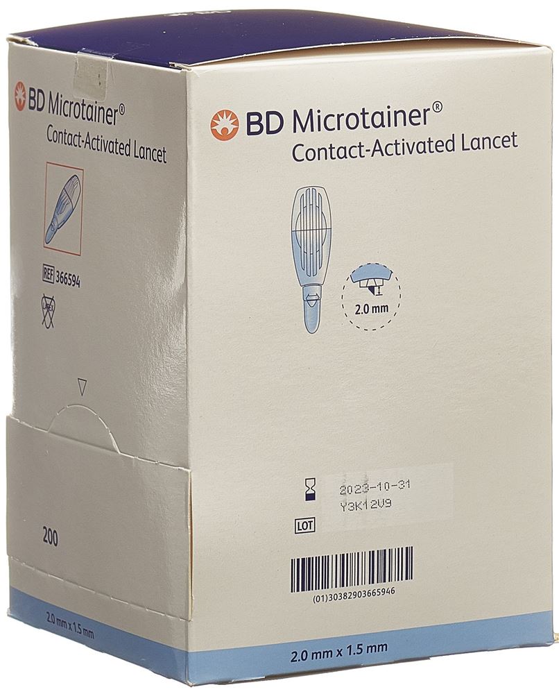 BD MICROTAINER kont Lanzetten 1.5x2mm blau 200 Stk