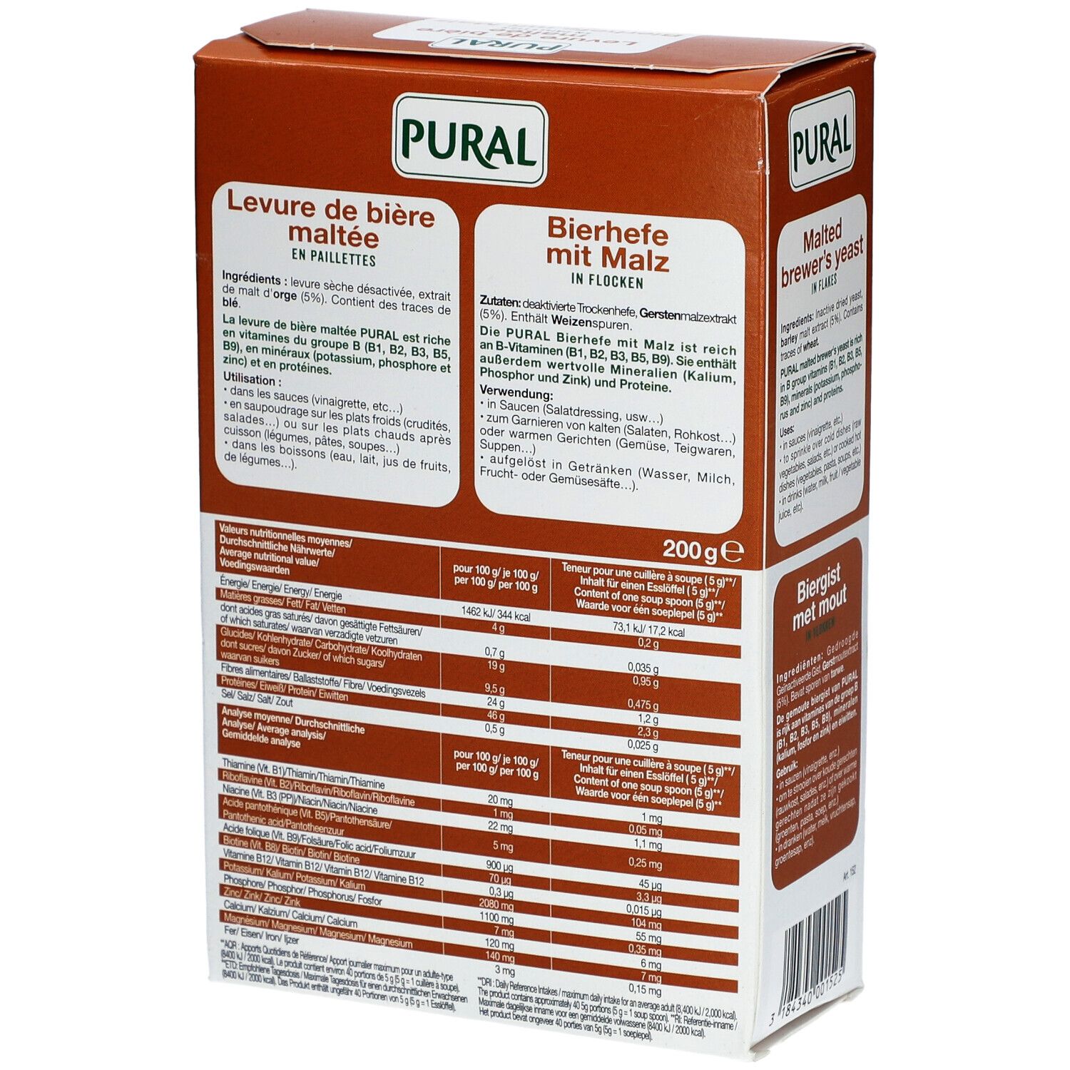 PURAL Bierhefeflocken mit Malz 200 g