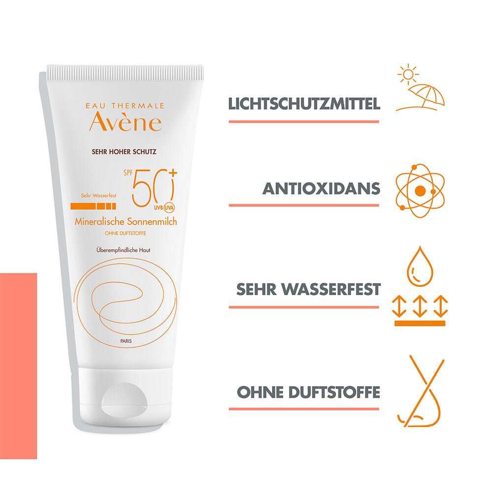 AVENE SUN Mineralische Sonnenmilch SPF 50+ 100 ml