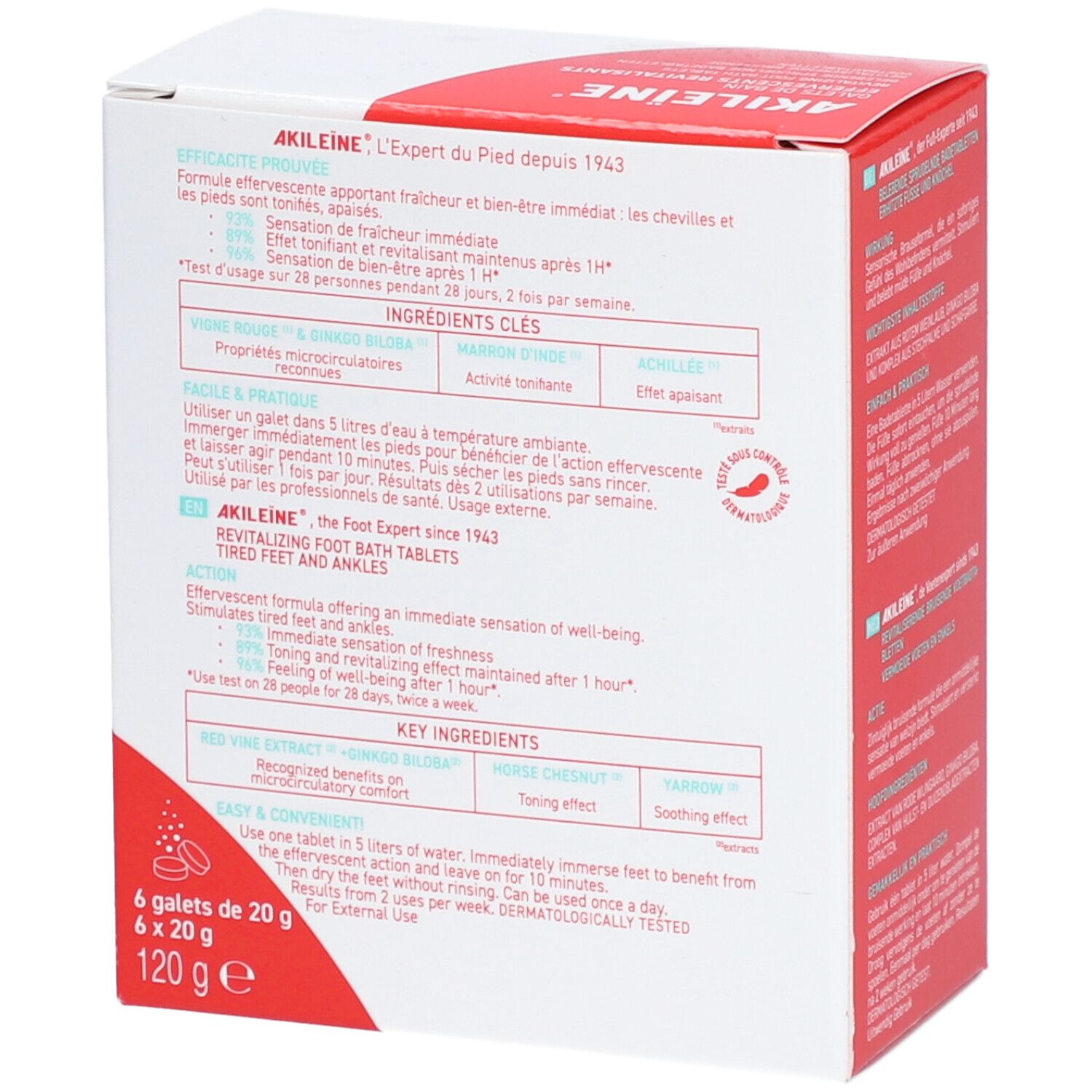 AKILEINE Rot sprudelnde Fussbadtabletten 120 g
