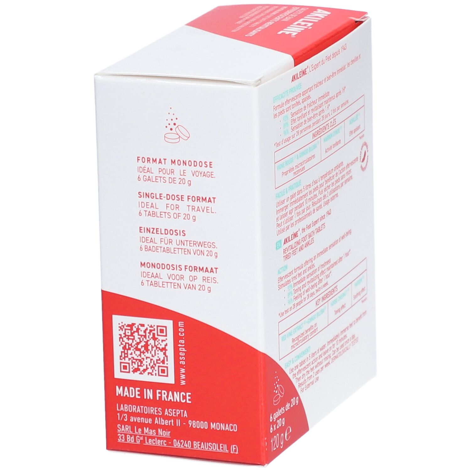 AKILEINE Rot sprudelnde Fussbadtabletten 120 g