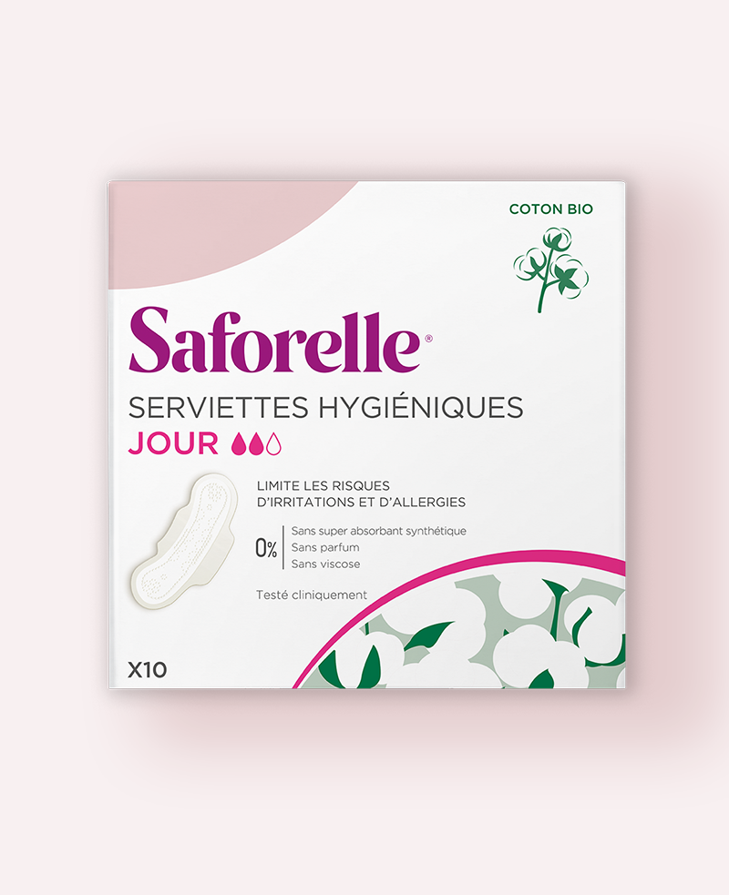 SAFORELLE Serviettes Hygiéniques Jour Coton BIO