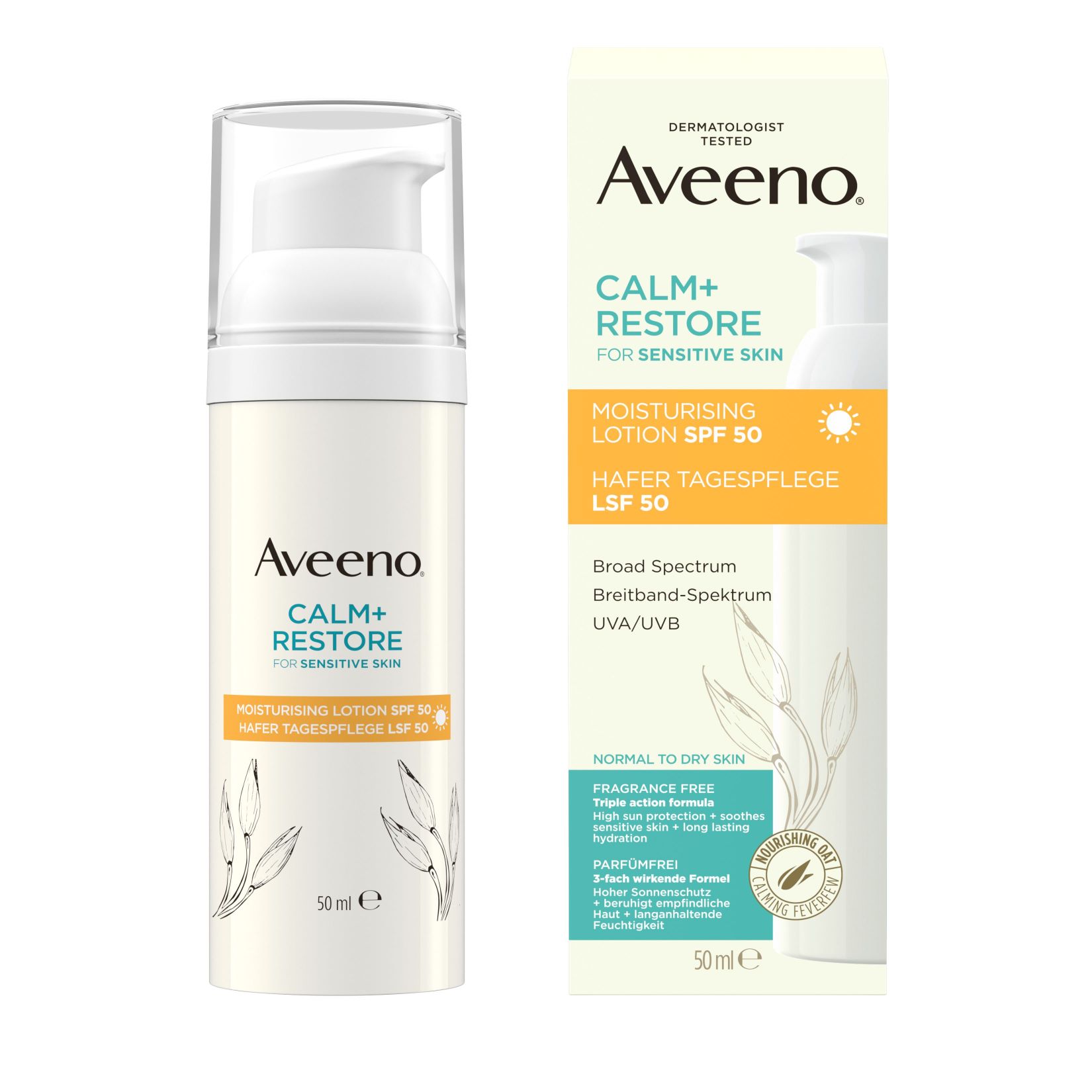 AVEENO Calm+Restore Tagespf SPF50 feucht Haf 50 ml