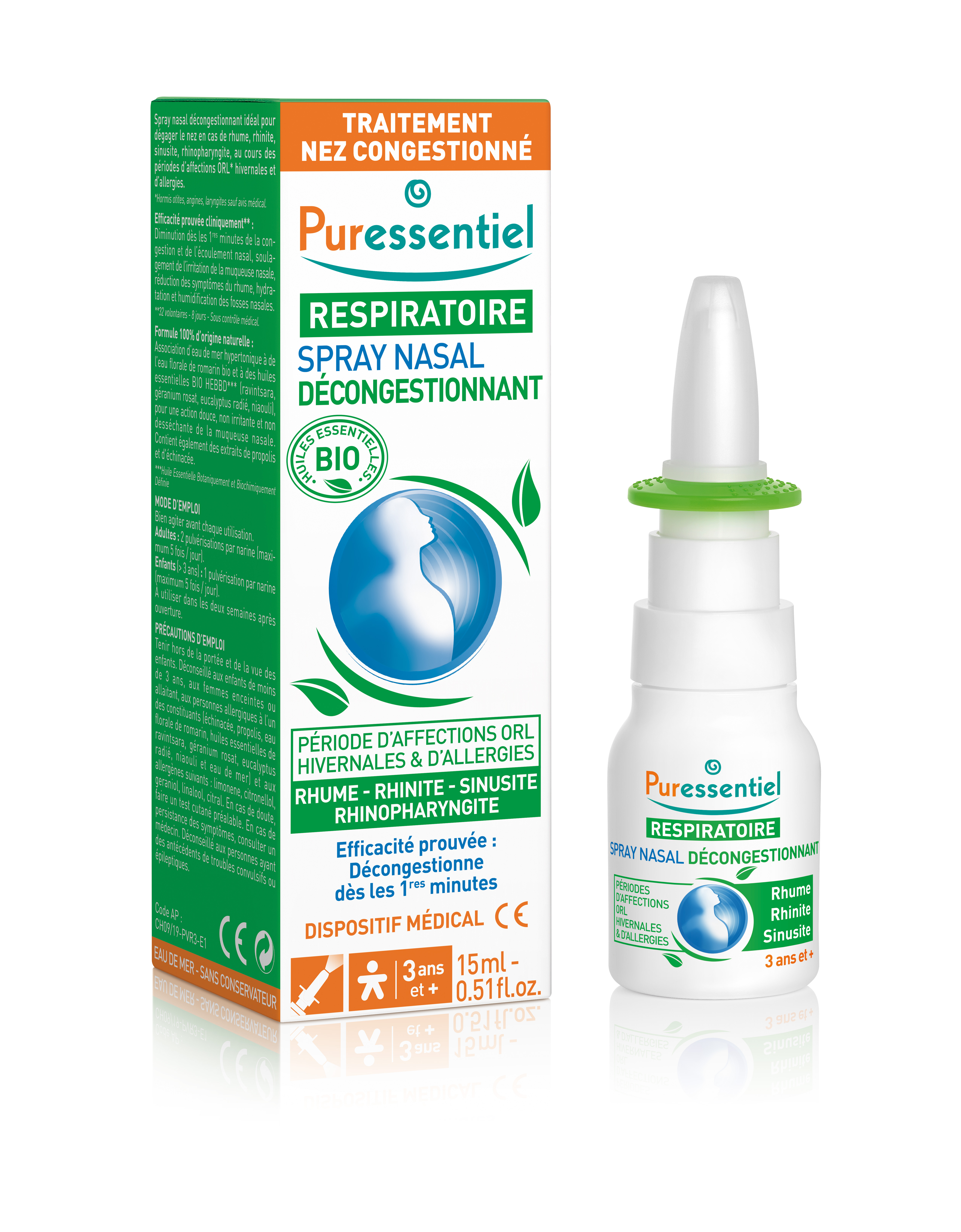 PURESSENTIEL Abschw Nasenspr äth Öle Bio 15 ml