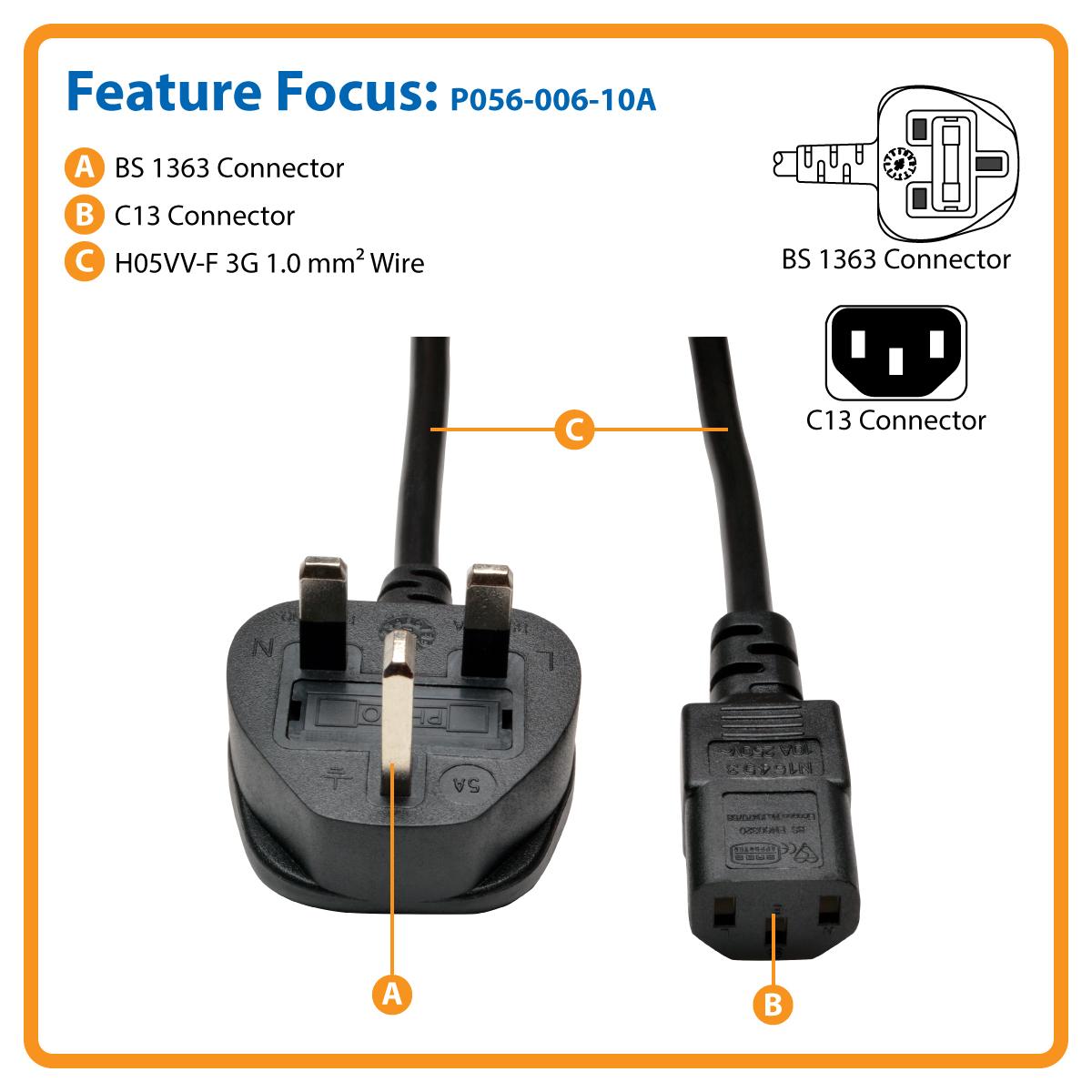 POWER CORD P056-006-10A UK