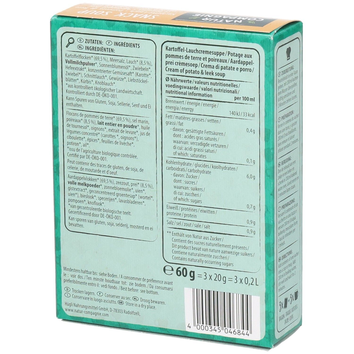 NATUR COMPAGNIE Instant Suppe Kart Lauch Bio 60 g
