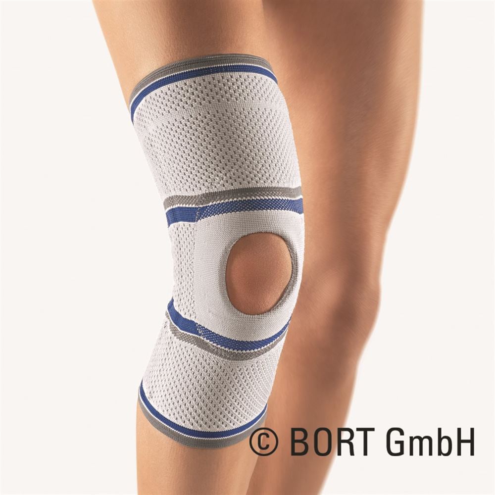 BORT Kniebandage mit Patella-Ausspar 2+ silber