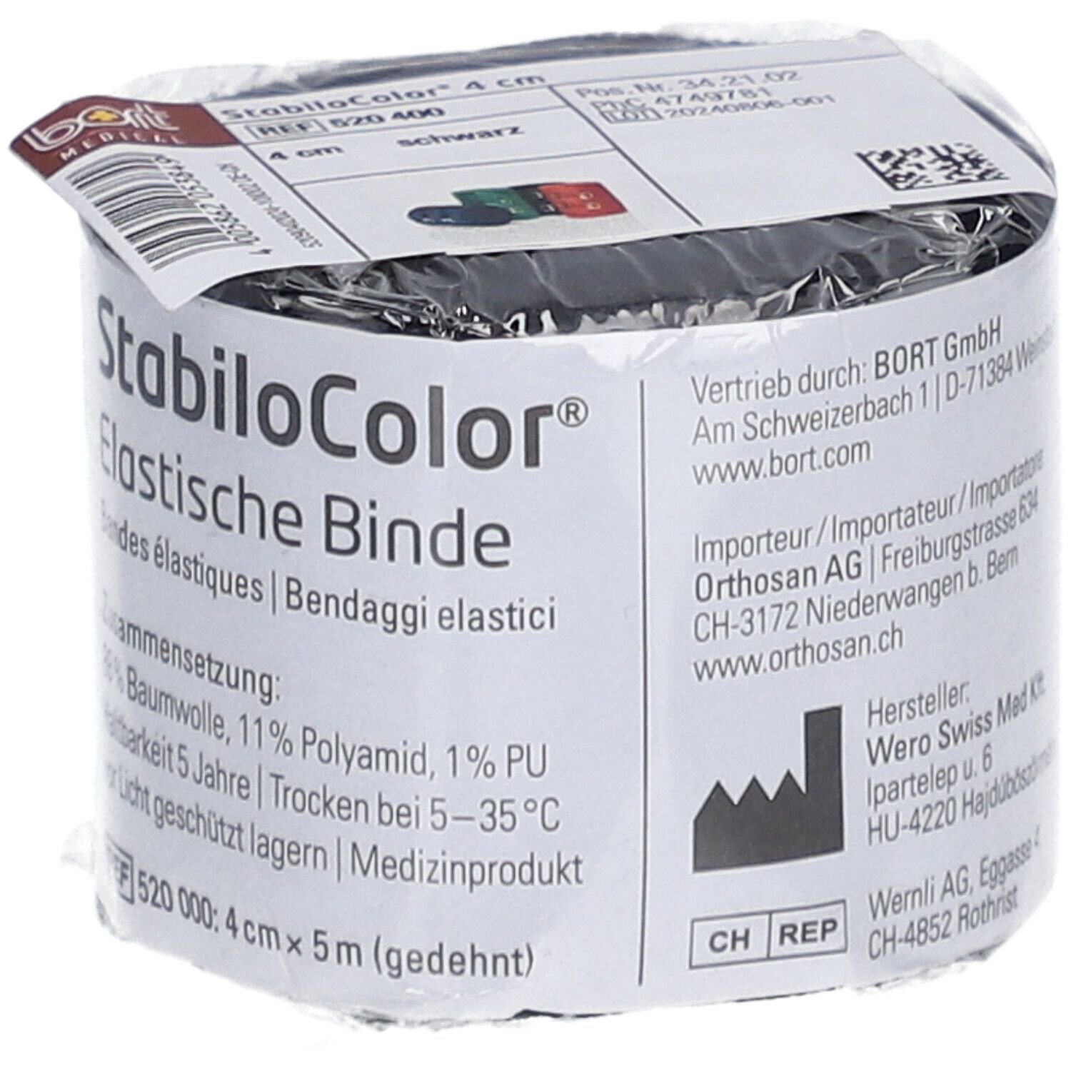 BORT STABILO COLOR Elast Binde 4cmx5m schwarz