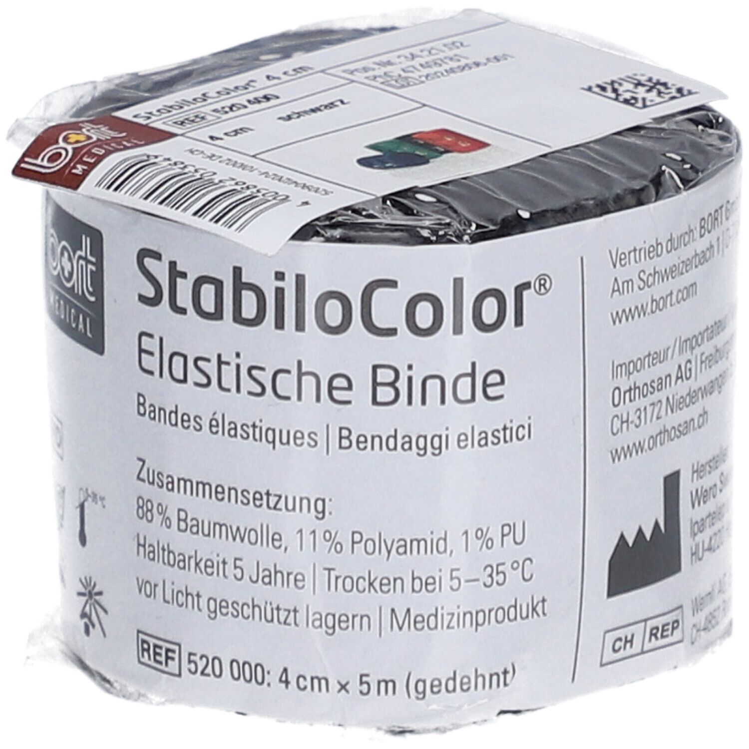 BORT STABILO COLOR Elast Binde 4cmx5m schwarz