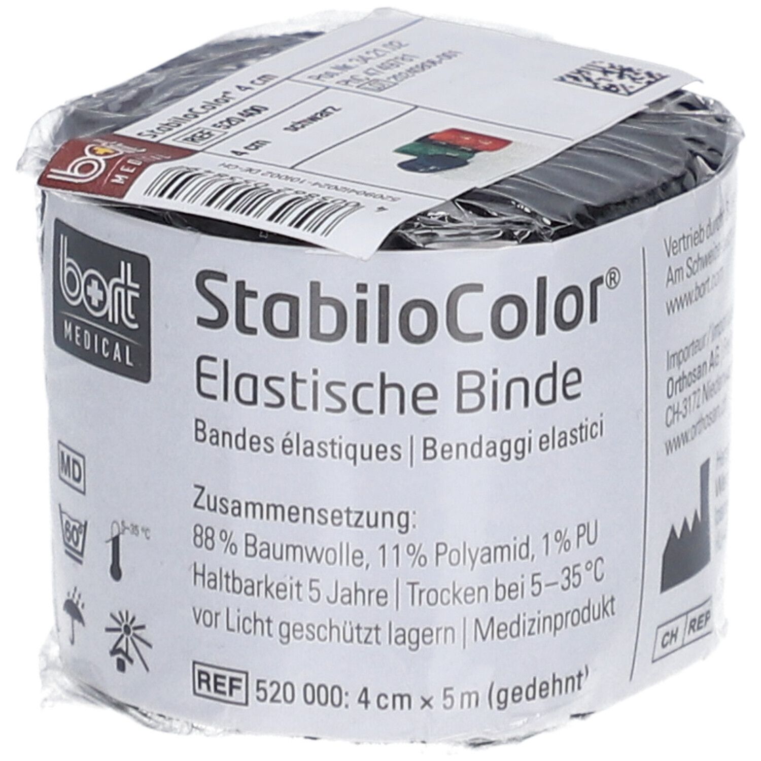 BORT STABILO COLOR Elast Binde 4cmx5m schwarz