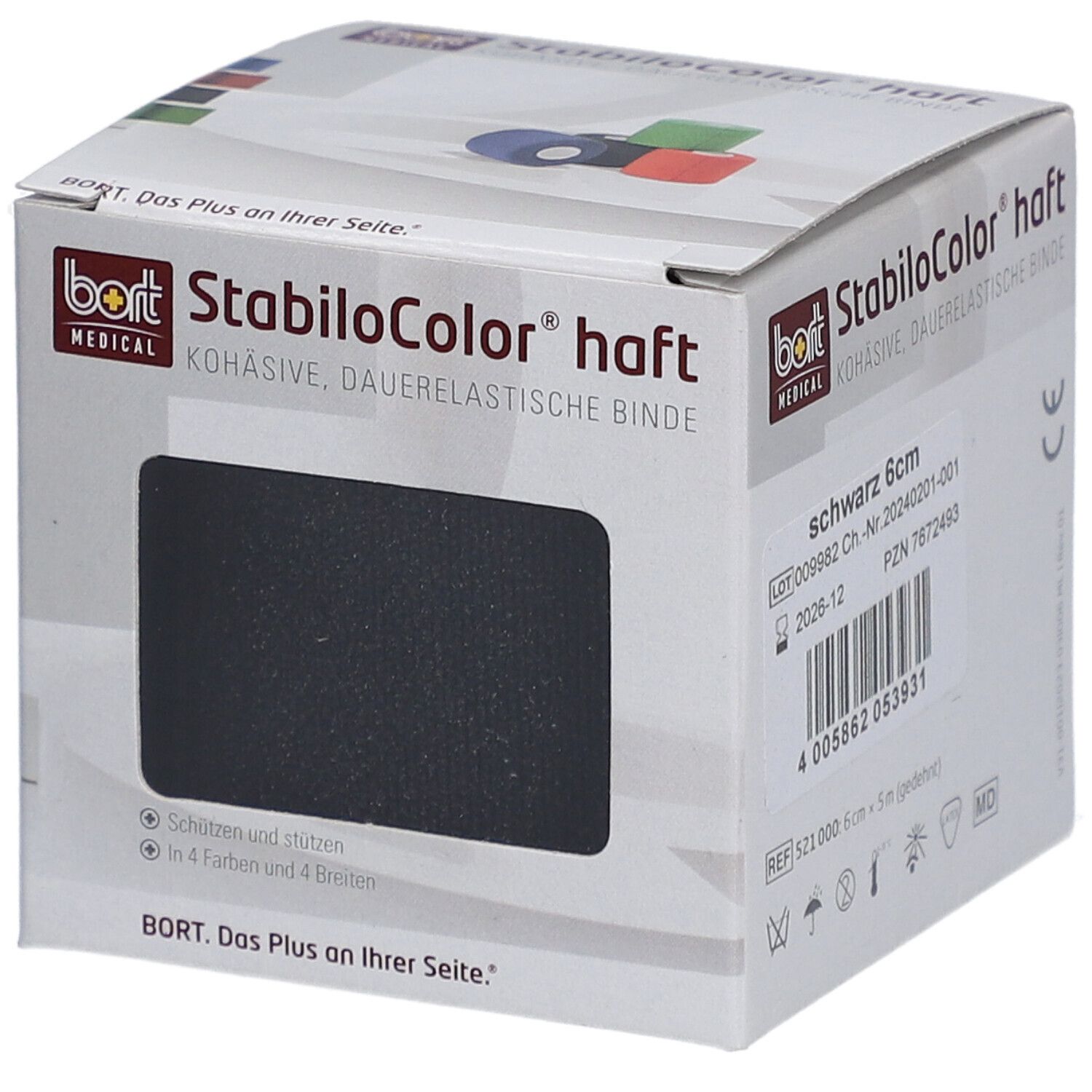 BORT STABILO COLOR Binde 6cmx5m kohesiv schwarz