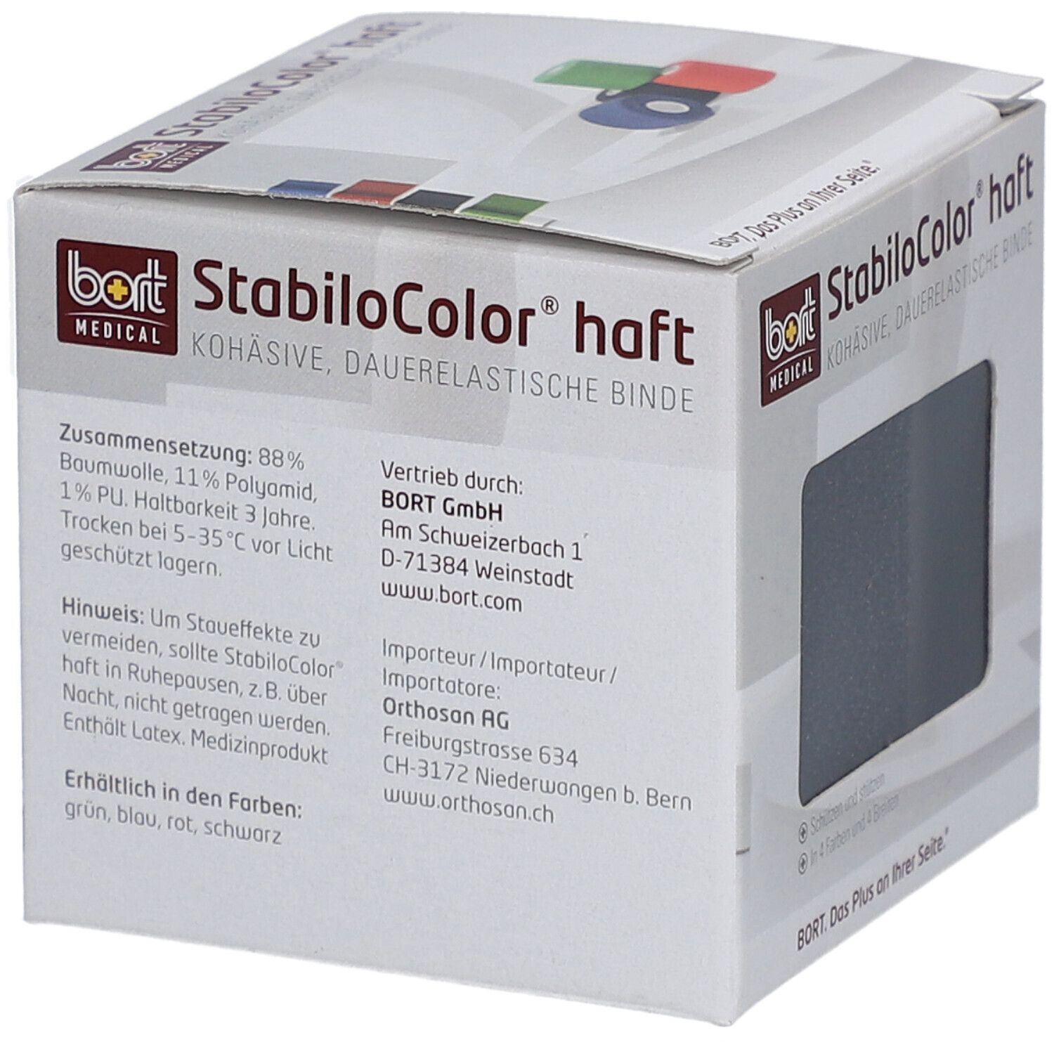 BORT STABILO COLOR Binde 6cmx5m kohesiv schwarz