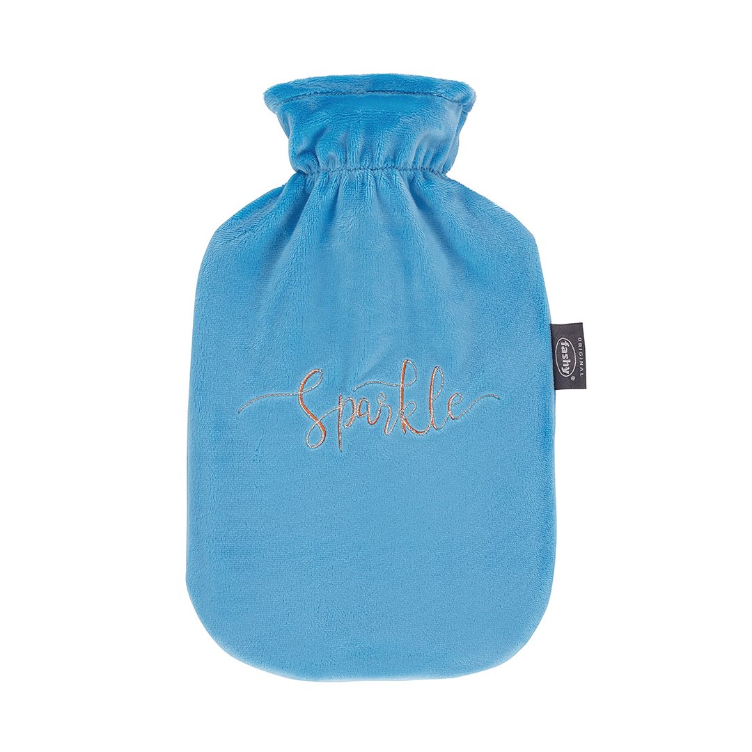 FASHY Wärmflasche 2l Flauschbezug blau Stick