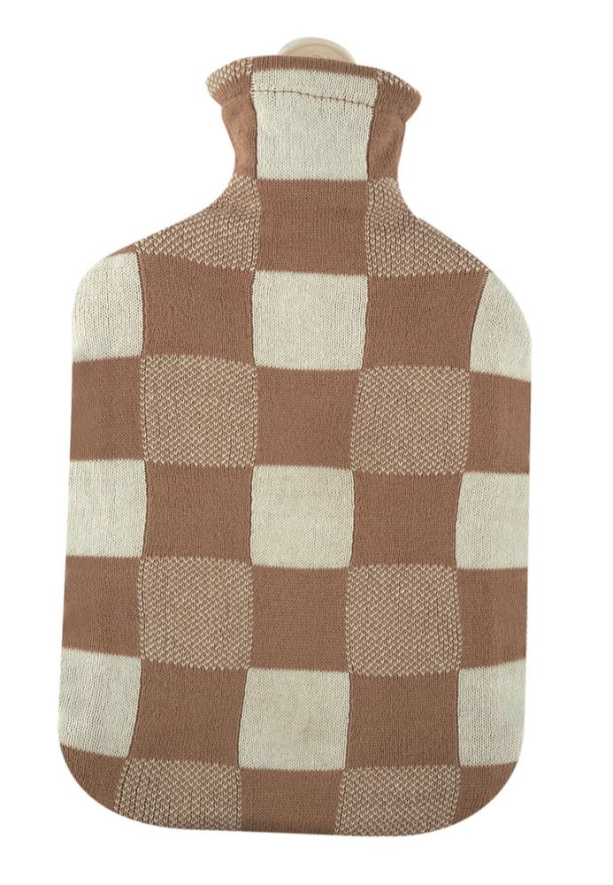 SÄNGER Wärmflasche Strickbezug 2l Karo beige