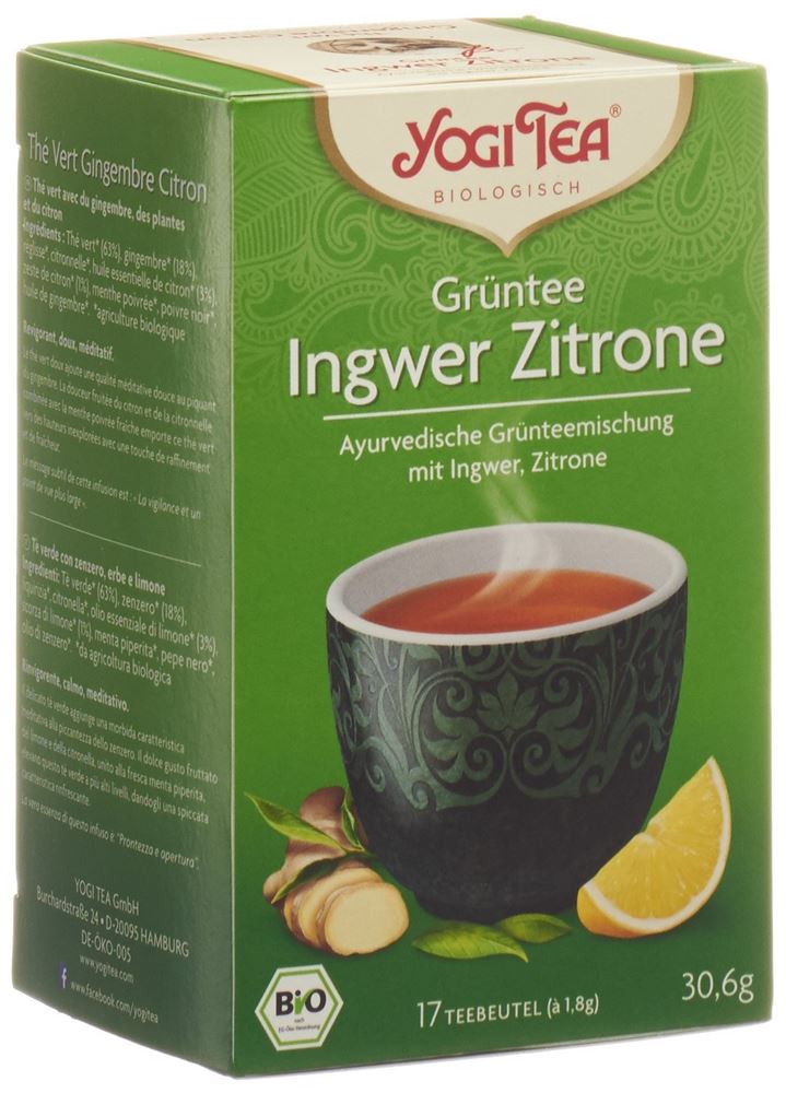 YOGI TEA Grüntee Ingwer Zitrone 17 Btl 1.8 g