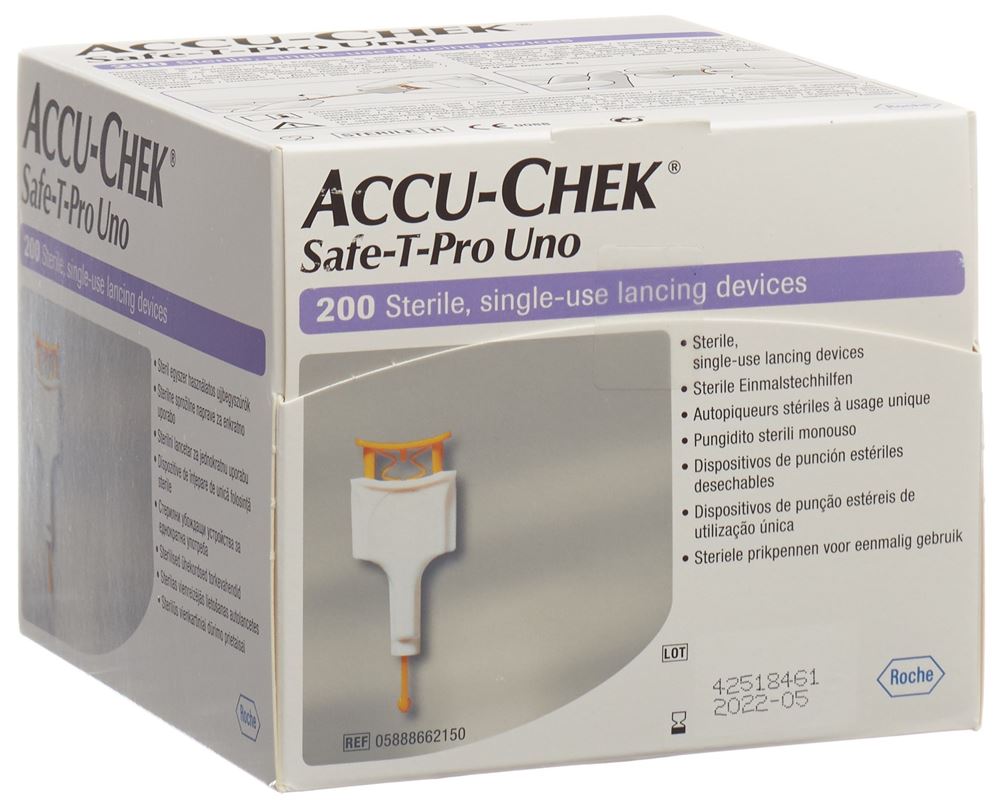 ACCU-CHEK Safe-T Pro Uno usage unique 200 pce