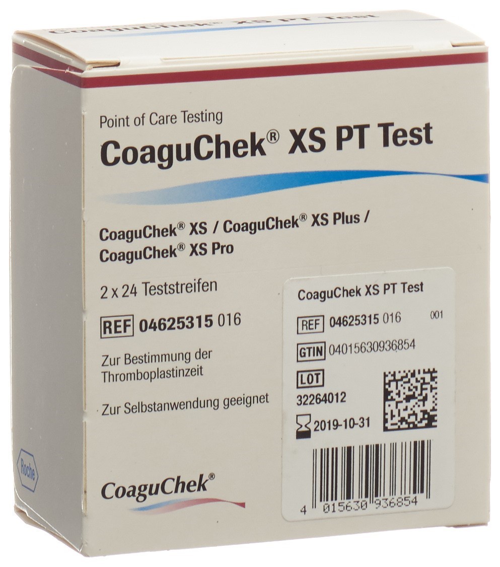 COAGUCHEK XS PT bandelettes 2 x 24 pce
