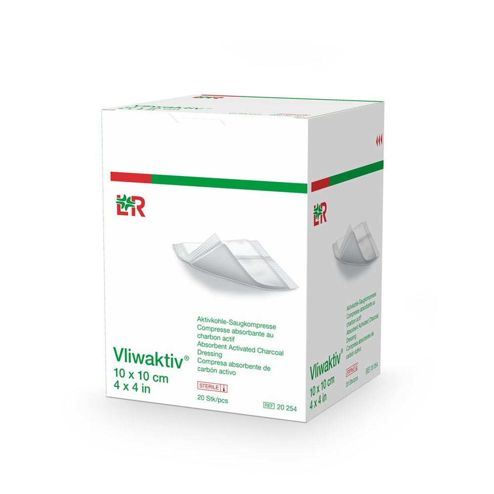 VLIWAKTIV compres absor charbon 10x10cm st 20 pce