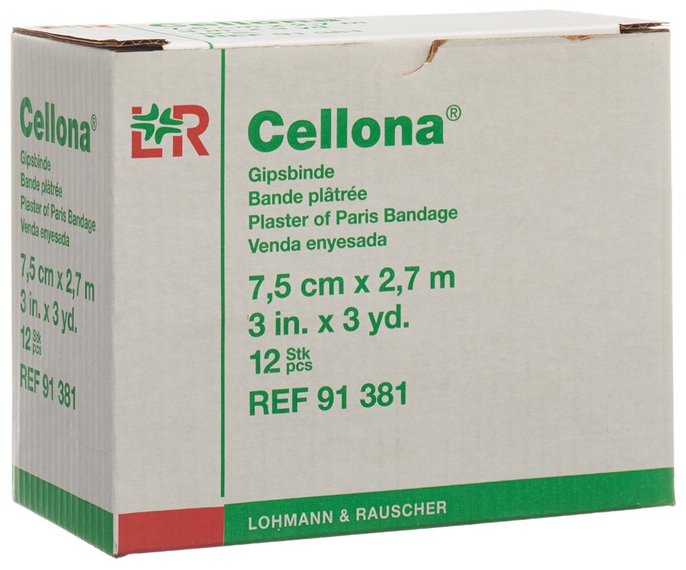 CELLONA Gipsbinden 2.75mx7.5cm feincremig 12 Stk