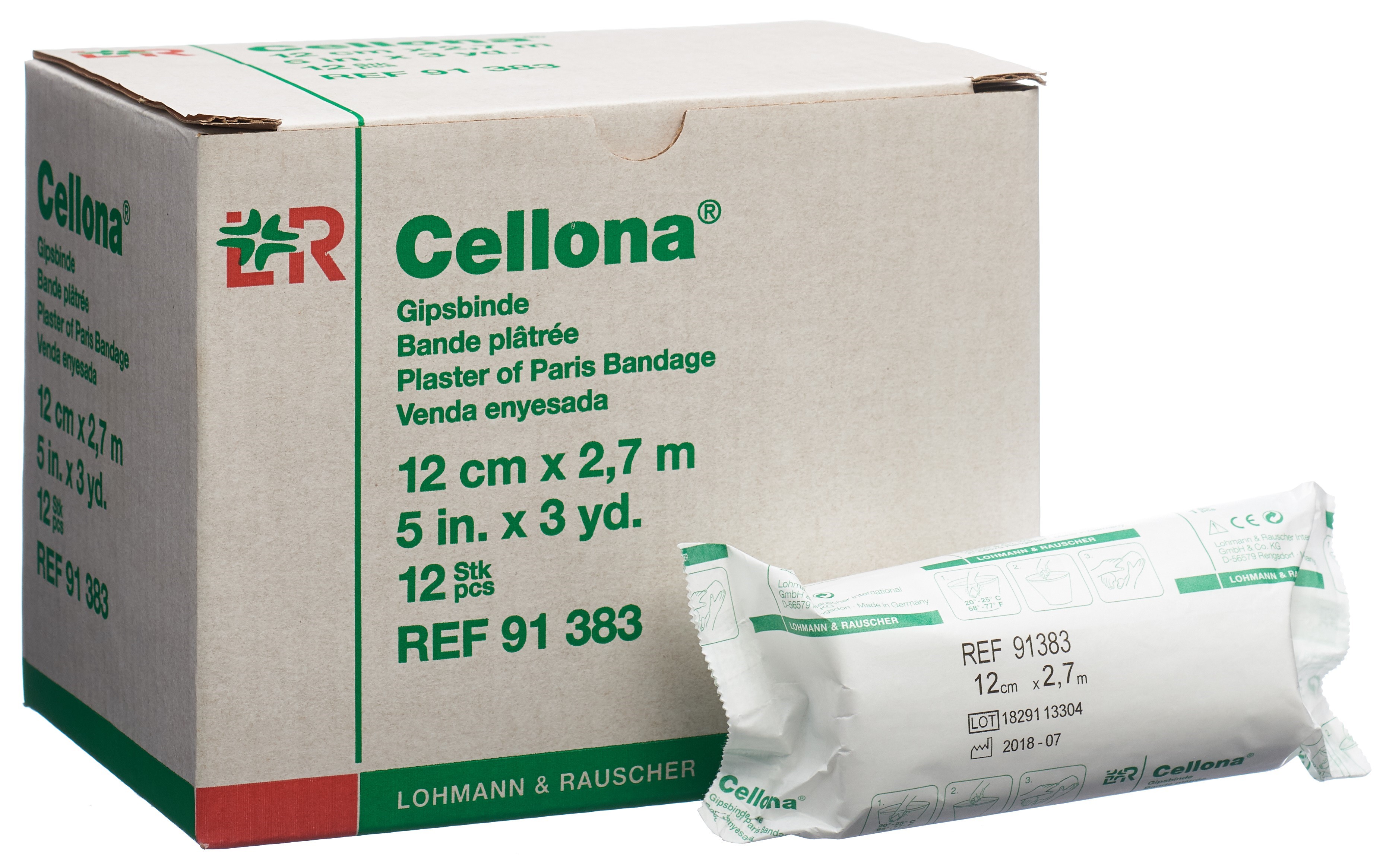 CELLONA Gipsbinden 2.75mx12cm feincremig 12 Stk