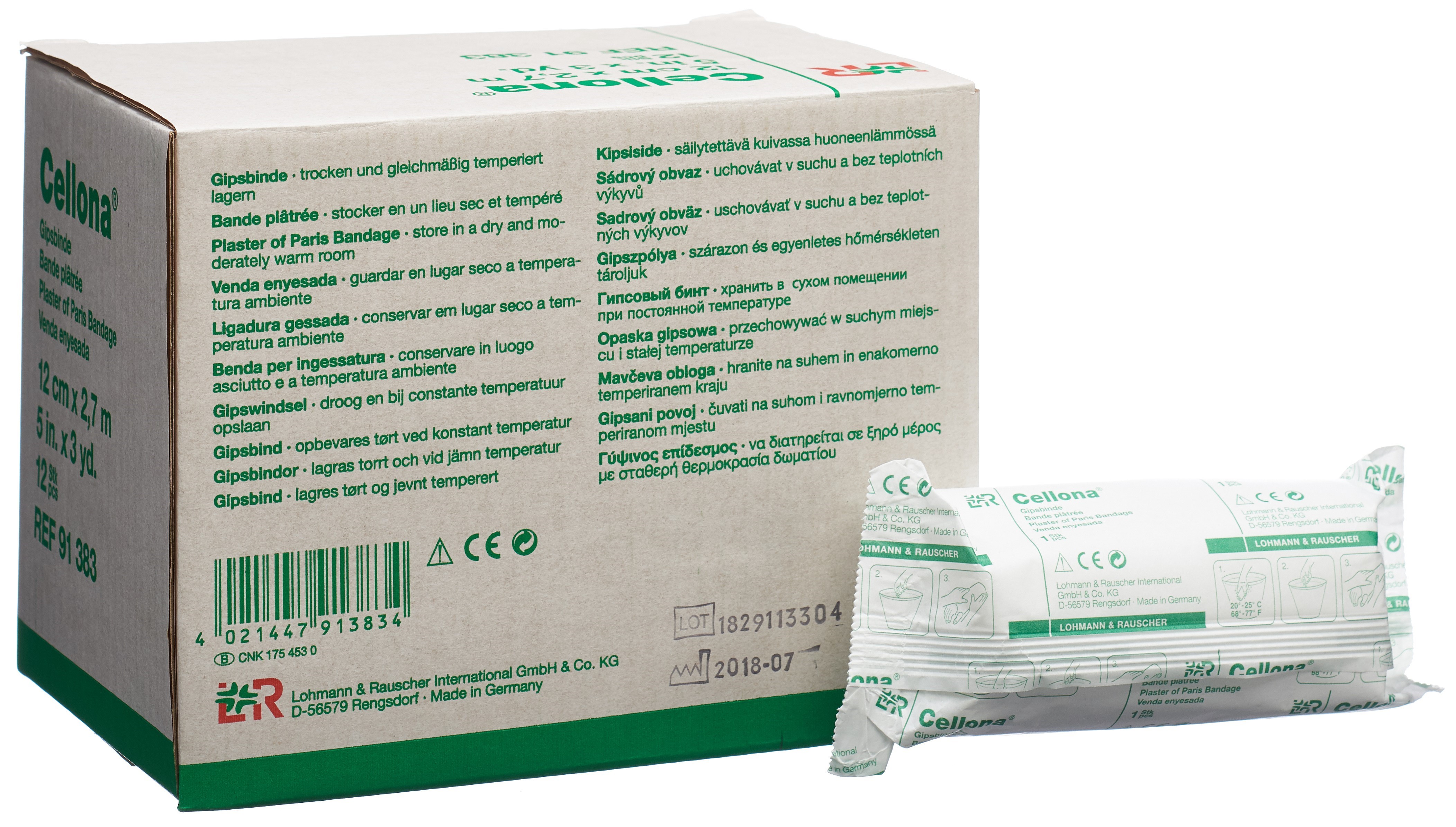 CELLONA Gipsbinden 2.75mx12cm feincremig 12 Stk