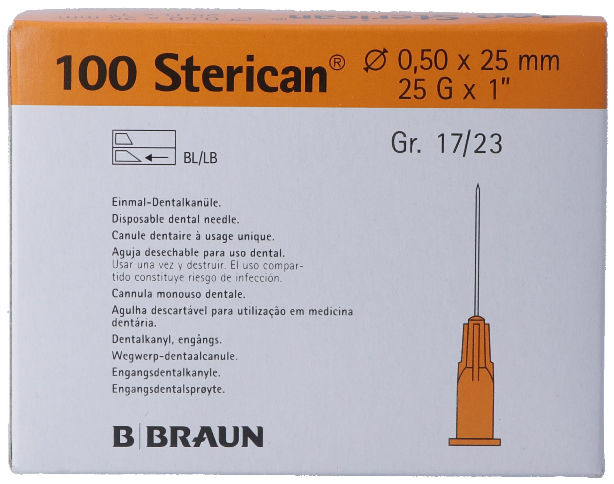 STERICAN 0,50X25  25GX1 DENTAL 17/23