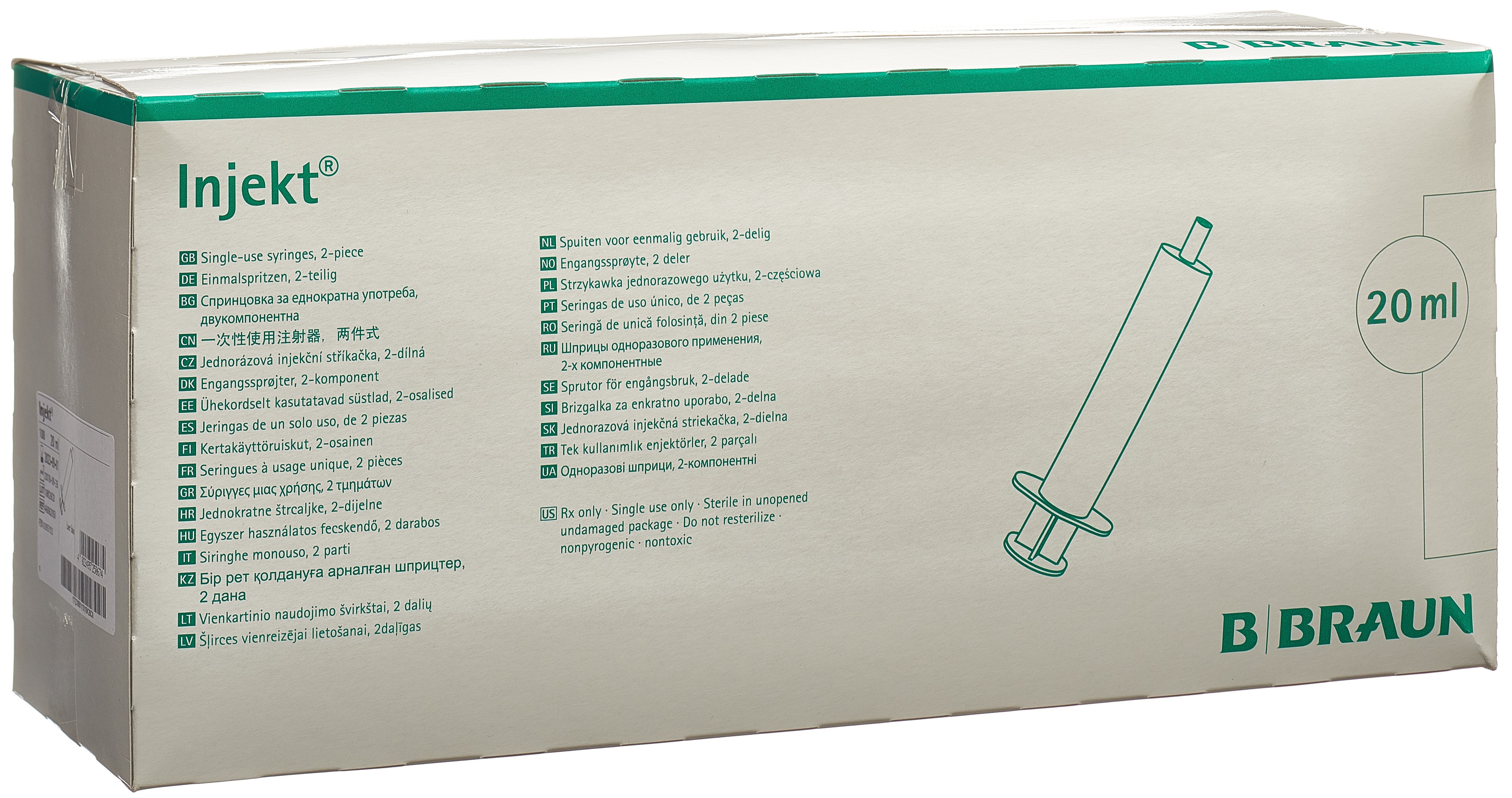 B. BRAUN seringue 20ml luer 2pce ex 100 pce