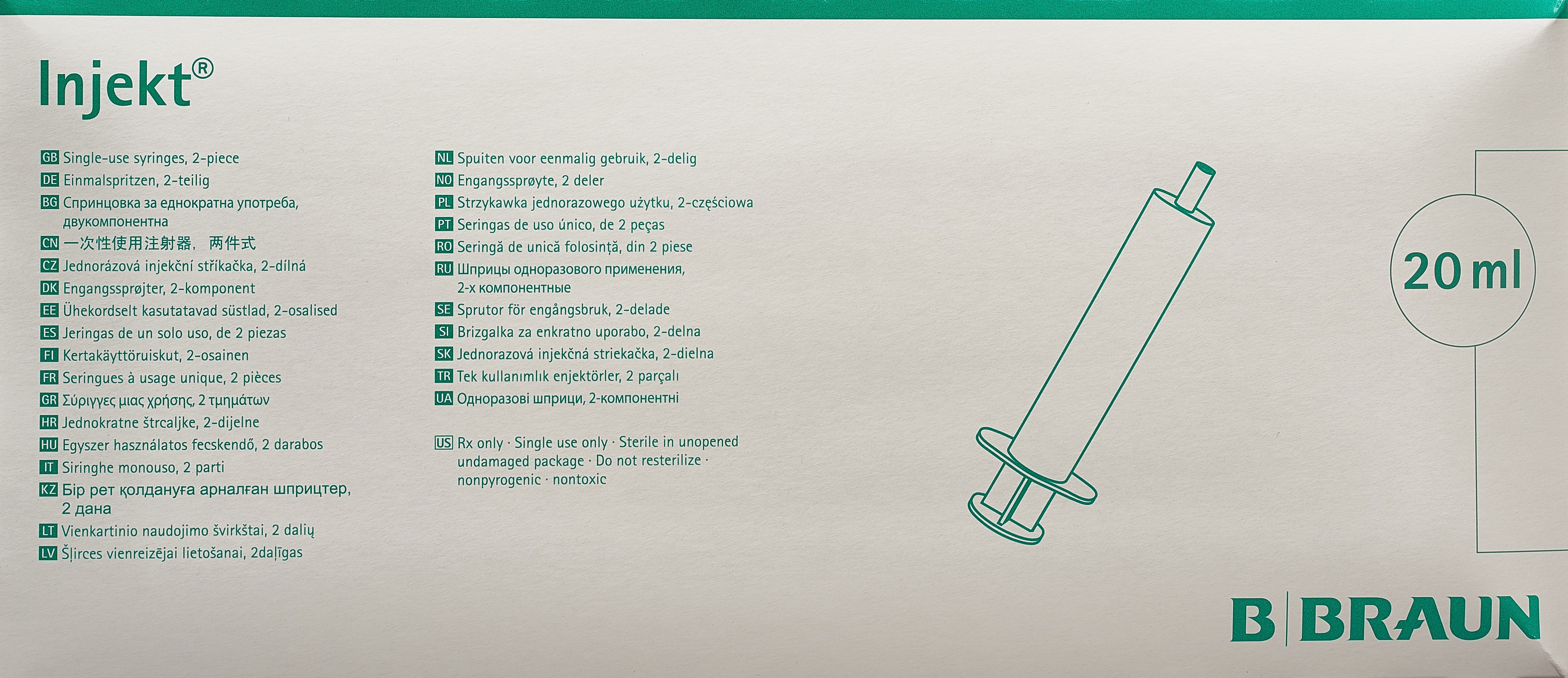 B. BRAUN seringue 20ml luer 2pce ex 100 pce