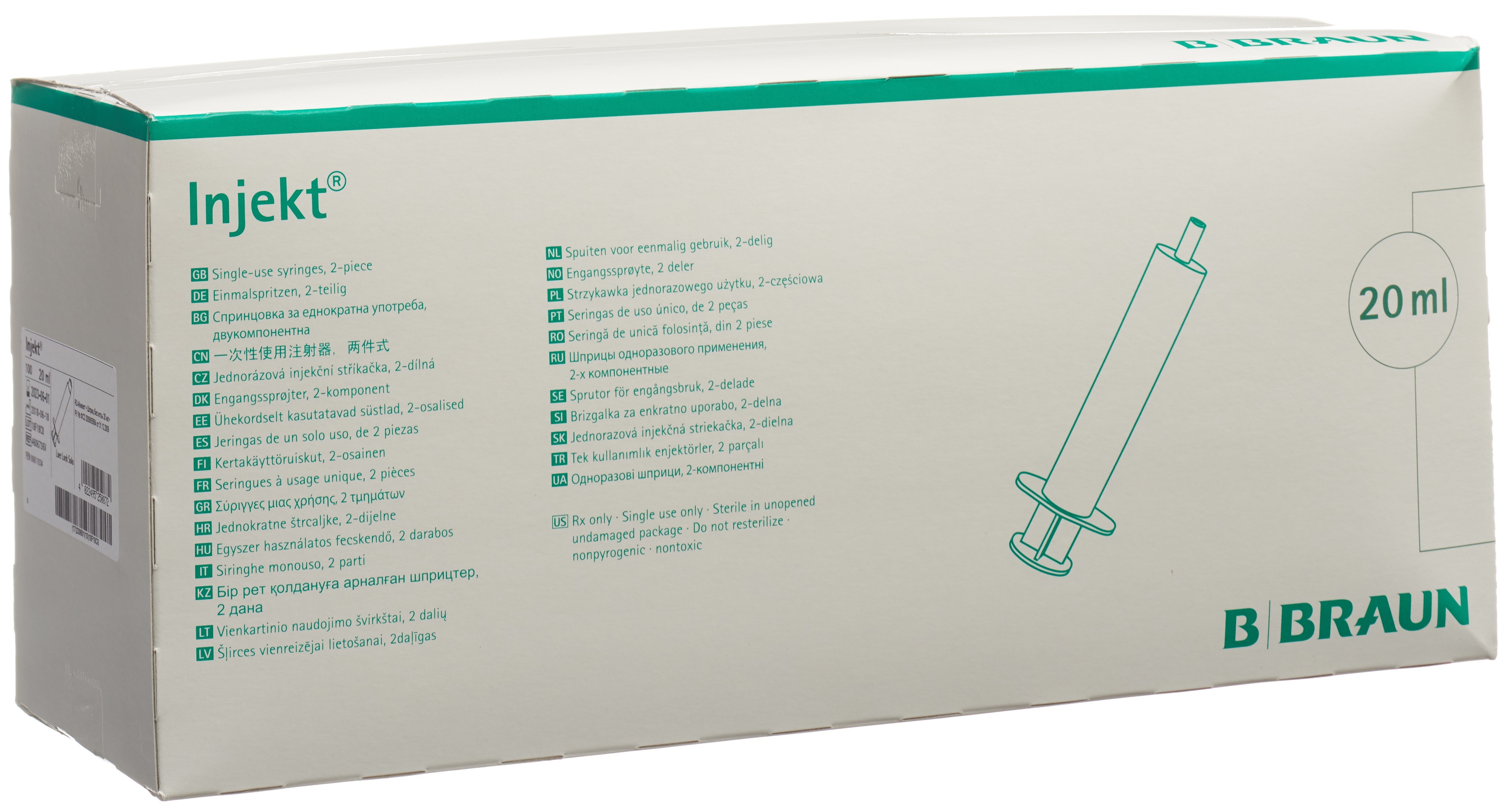 B. BRAUN Injekt seringue 20ml luer-lock 100 pce