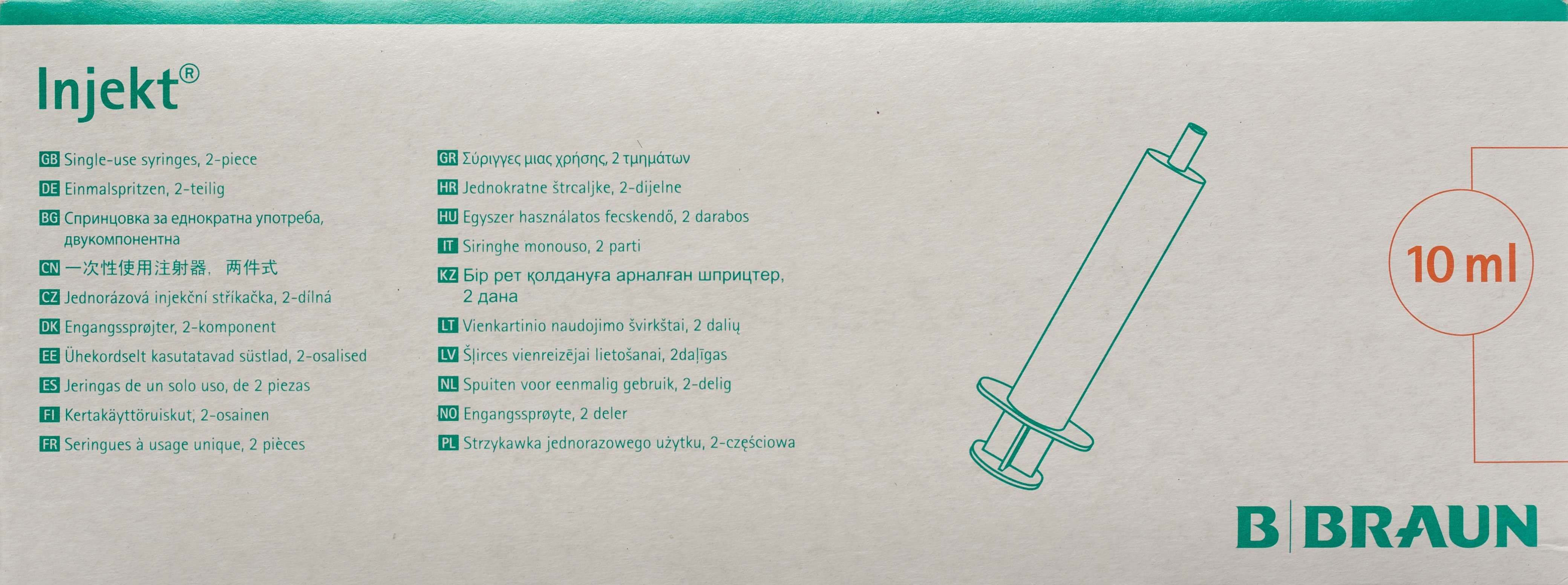 B. BRAUN Injekt seringue 10ml luer-lock 100 pce