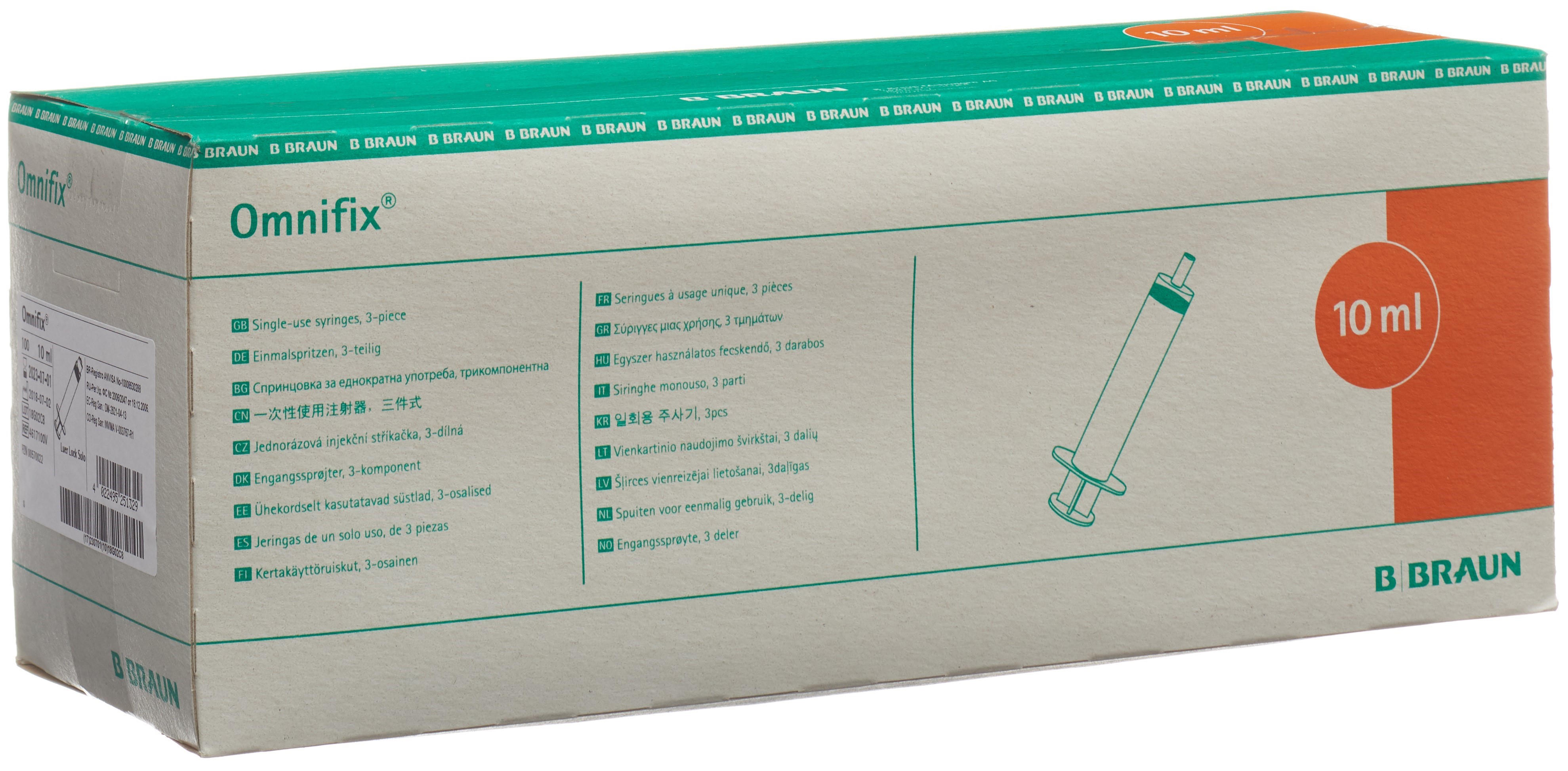 OMNIFIX seringue 10ml luer lock sans latex 100 pce