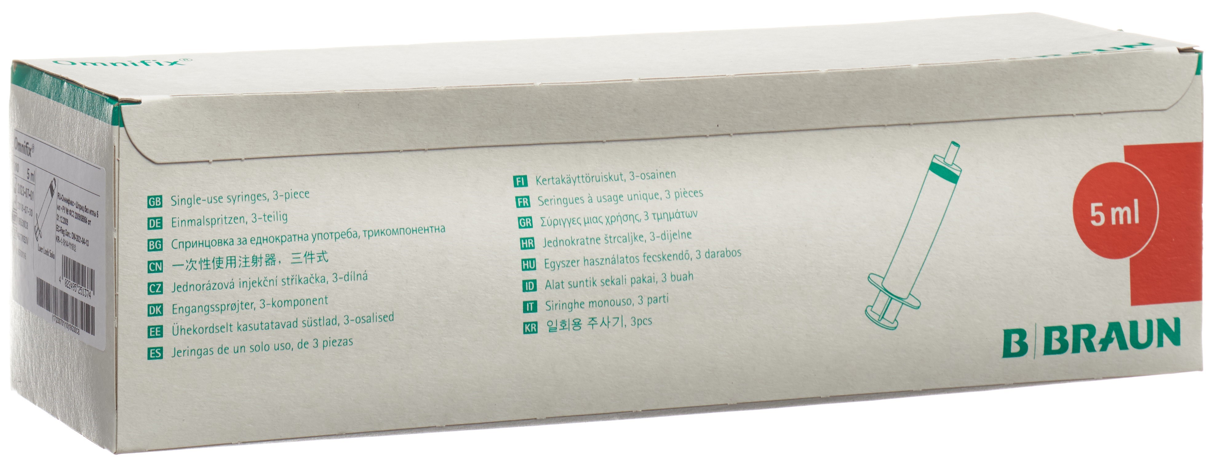 OMNIFIX seringue 5ml luer lock sans latex 100 pce